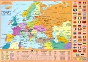 Планшетная карта Европы политическая/физическая двусторонняя  НОВЫЕ ГРАНИЦЫ