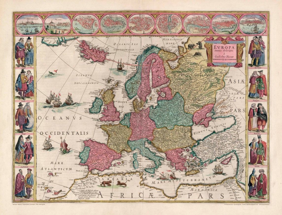 Репринт карта Европы Блау Я .